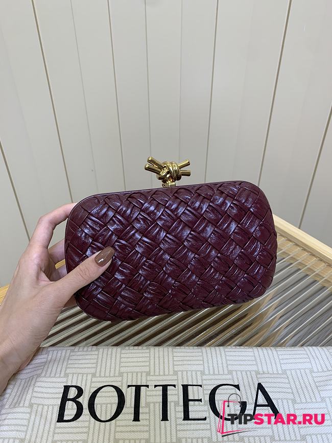 Bottega Veneta Knot Padded Intreccio Burgundy - 1