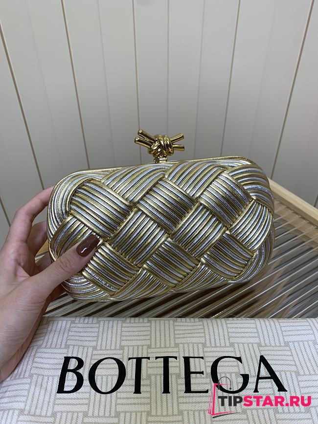 Bottega Veneta Knot Padded Intreccio Gold and Silver Gradient - 1