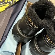 Prada triangular buckle lace-up casual shoes black wool - 6