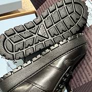 Prada triangular buckle lace-up casual shoes black wool - 5