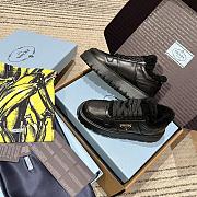 Prada triangular buckle lace-up casual shoes black wool - 2