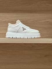 Prada triangular buckle lace-up casual shoes white wool - 1