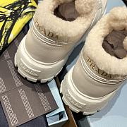 Prada triangular buckle lace-up casual shoes white wool - 5