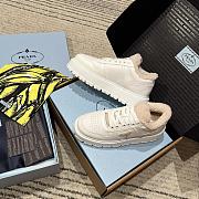 Prada triangular buckle lace-up casual shoes white wool - 4