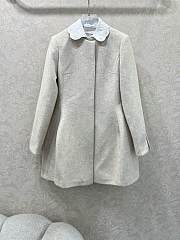 Miumiu Collar Peter Pan Wool Coat Dress White - 1
