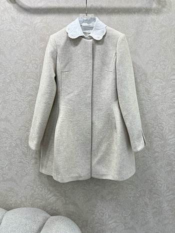 Miumiu Collar Peter Pan Wool Coat Dress White