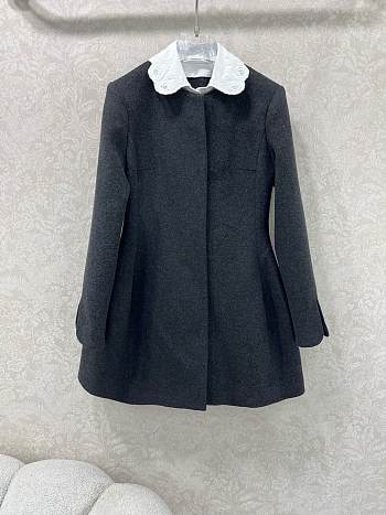 Miumiu Collar Peter Pan Wool Coat Dress Black
