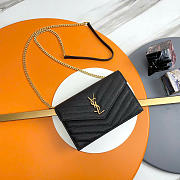YSL | Small Chain Wallet In grain Leather In Black - 1