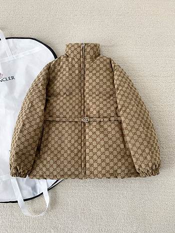Gucci Jacquard Belt Down Canvas Bomber Jacket