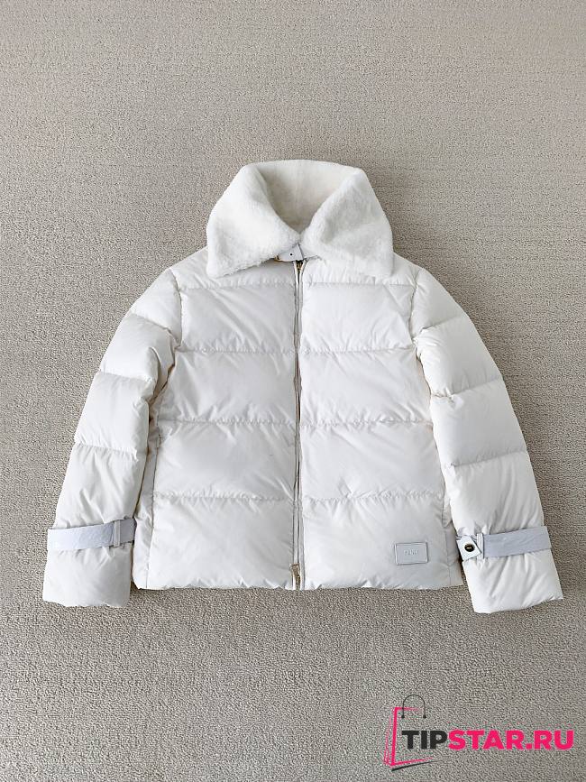 Fendi Wool Collar Ski Down Jacket White - 1