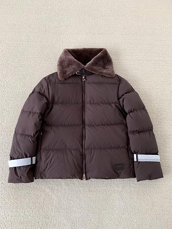 Fendi Wool Collar Ski Down Jacket Burgundy