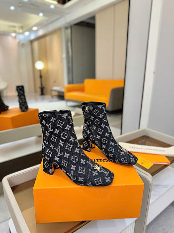 Louis Vuitton Denim Ankle Boots 5cm Black
