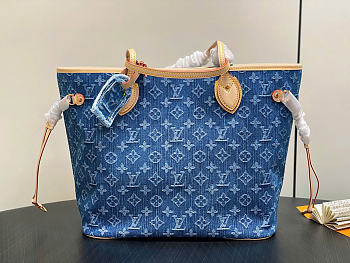 Louis Vuitton Neverfull MM Bag Denim Blue