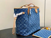 Louis Vuitton Neverfull MM Bag Denim Blue - 6