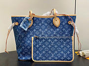 Louis Vuitton Neverfull MM Bag Denim Blue - 5