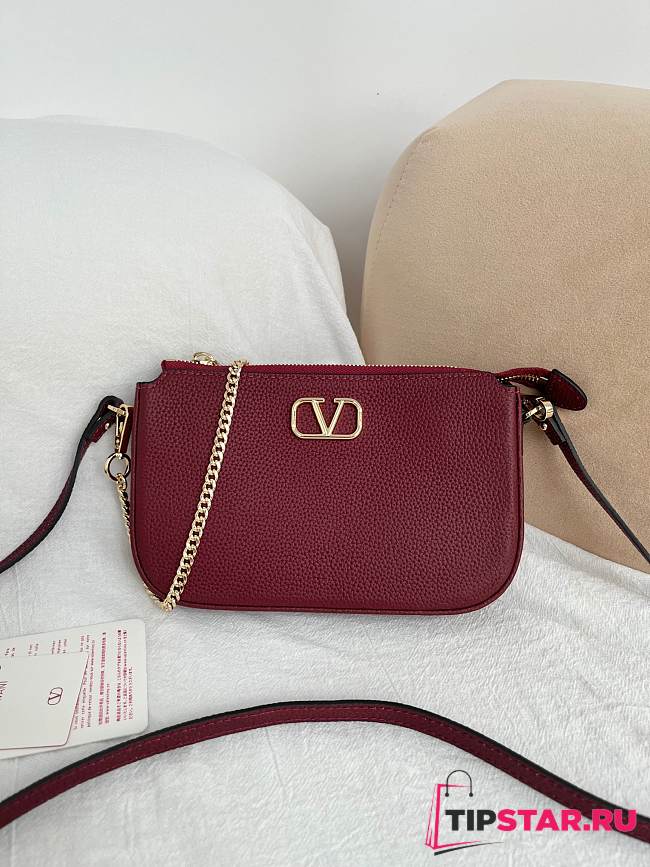 Valentino Garavani Mini VLogo Signature Crossbody Bag Burgundy - 1