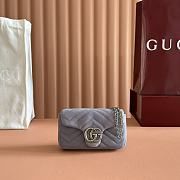 Gucci GG Marmont mini shoulder bag Dusty blue matelassé chevron suede - 1