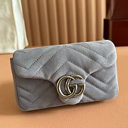 Gucci GG Marmont mini shoulder bag Dusty blue matelassé chevron suede - 6