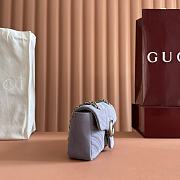 Gucci GG Marmont medium shoulder bag Dusty blue matelassé chevron suede - 4