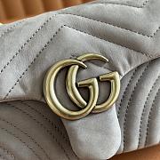 Gucci GG Marmont medium shoulder bag Dusty blue matelassé chevron suede - 2
