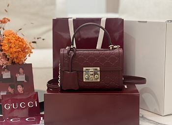 Gucci Padlock small top handle bag Rosso Ancora red GG leather