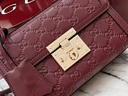 Gucci Padlock small top handle bag Rosso Ancora red GG leather - 6