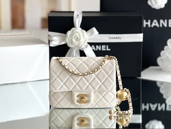 Chanel Lambskin Flap Bag In White