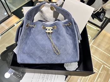 Chanel Small 25 handbag Wool tweed Blue
