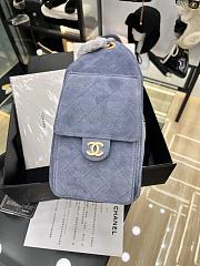 Chanel Small 25 handbag Wool tweed Blue - 5