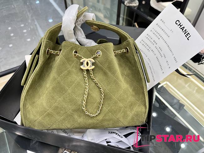 Chanel Small 25 handbag Wool tweed Green - 1