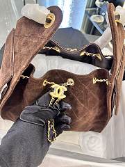 Chanel Small 25 handbag Wool tweed Dark Brown - 6