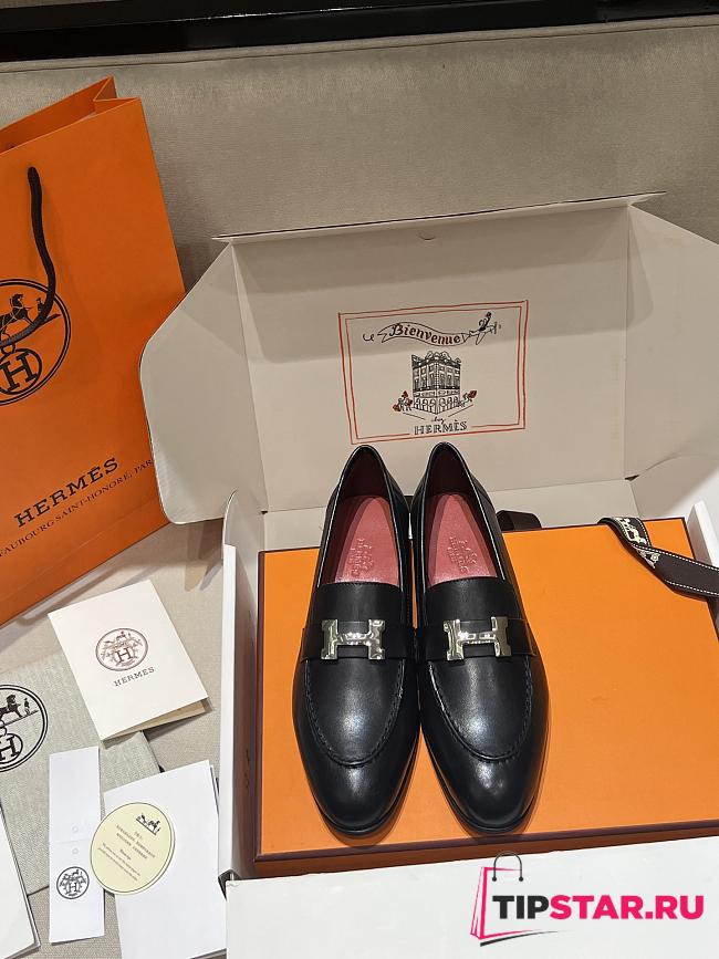 Hermes classic vintage-style loafers black - 1