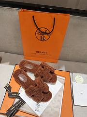 Hermes Fur Orange Silippers 03 - 1
