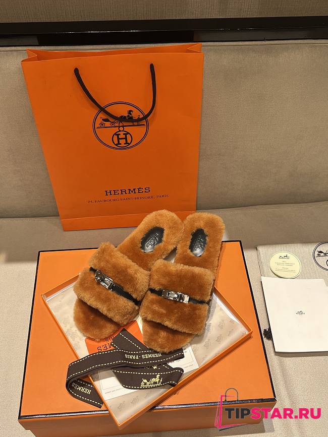 Hermes Fur slippers 01 - 1