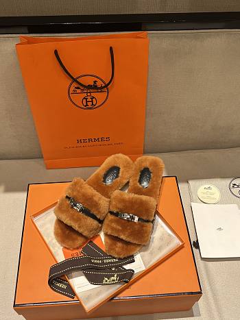 Hermes Fur slippers 01
