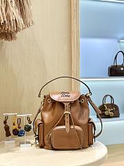 Miumiu Medium Leather Backpack In Brown - 1