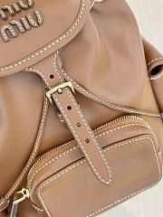 Miumiu Medium Leather Backpack In Brown - 6