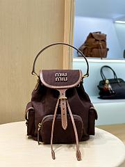 Miumiu Medium Canvas and leather backpack Cocoa Brown/Brandy - 1