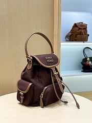 Miumiu Medium Canvas and leather backpack Cocoa Brown/Brandy - 6