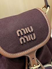 Miumiu Medium Canvas and leather backpack Cocoa Brown/Brandy - 4