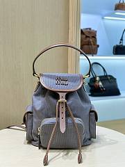Miumiu Medium Canvas and leather backpack Aluminum/Brandy - 1