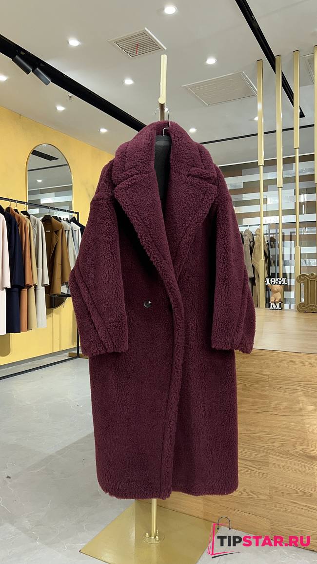Max Mara Teddy Bear Coat Burgundy - 1