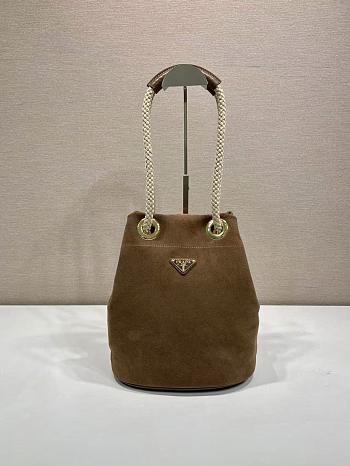 Prada Mariner small suede bucket bag Cocoa Brown