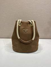 Prada Mariner small suede bucket bag Cocoa Brown - 5