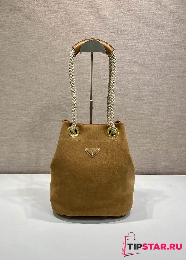 Prada Mariner small suede bucket bag Cinnamon - 1
