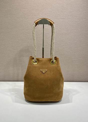 Prada Mariner small suede bucket bag Cinnamon