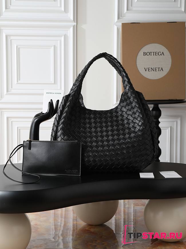 Bottega Veneta Campana intrecciato leather shoulder bag black - 1
