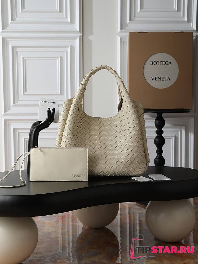 Bottega Veneta Campana intrecciato leather shoulder bag white - 1