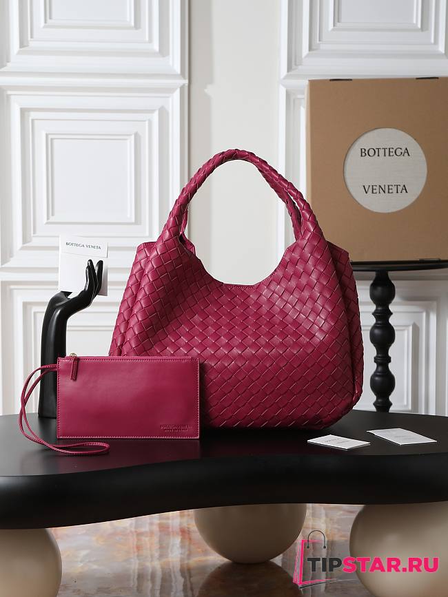 Bottega Veneta Campana intrecciato leather shoulder bag burgundy - 1