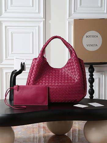 Bottega Veneta Campana intrecciato leather shoulder bag burgundy